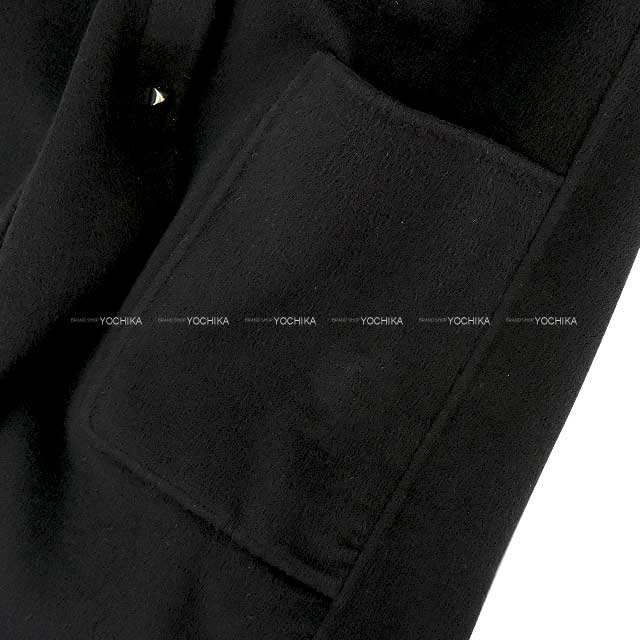 [Pre-loved] 2021 AW HERMES Coat Ladies' Medor Studs Button Long #36 Noir (Black) Cashmere100% 36[LIKE NEW][Authentic]