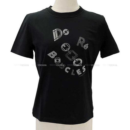 [Pre-loved] 2023 AW HERMES Short sleeve t shirt Do Re Boucles #40 Noir (Black) Cotton100% 40[LIKE NEW][Authentic]