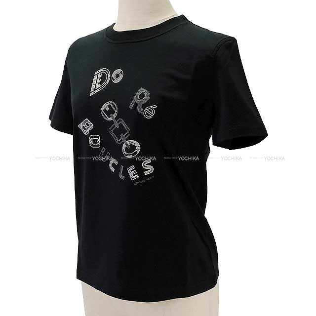 [Pre-loved] 2023 AW HERMES Short sleeve t shirt Do Re Boucles #40 Noir (Black) Cotton100% 40[LIKE NEW][Authentic]