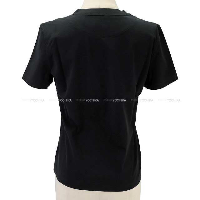 [Pre-loved] 2023 AW HERMES Short sleeve t shirt Do Re Boucles #40 Noir (Black) Cotton100% 40[LIKE NEW][Authentic]