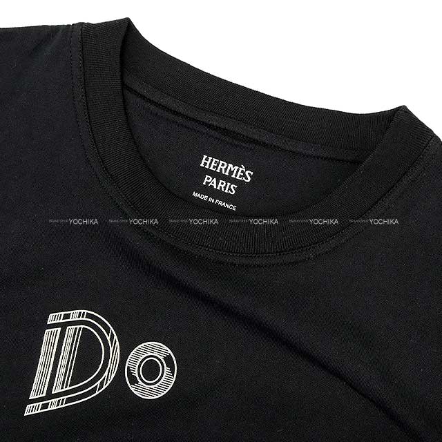 [Pre-loved] 2023 AW HERMES Short sleeve t shirt Do Re Boucles #40 Noir (Black) Cotton100% 40[LIKE NEW][Authentic]