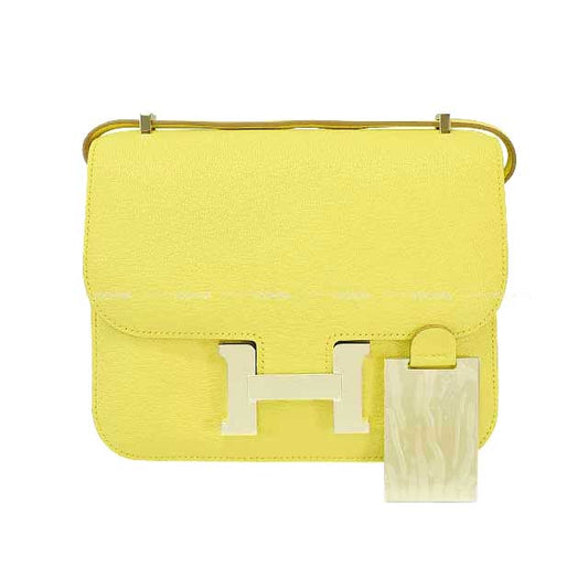 HERMES Shoulder bag Constance 3 18 Miroir Limoncello Buffalo Horn Silver HW Stamp W[BRAND NEW][Authentic]