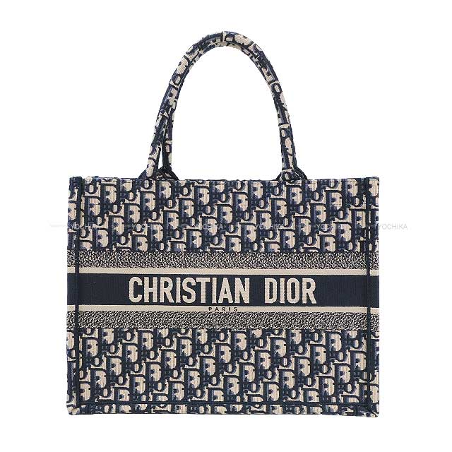 [Pre-loved] Christian Dior tote bag Book tote Medium Navy Dior Oblique Embroidery M1296ZRIW_M828[LIKE NEW][Authentic]