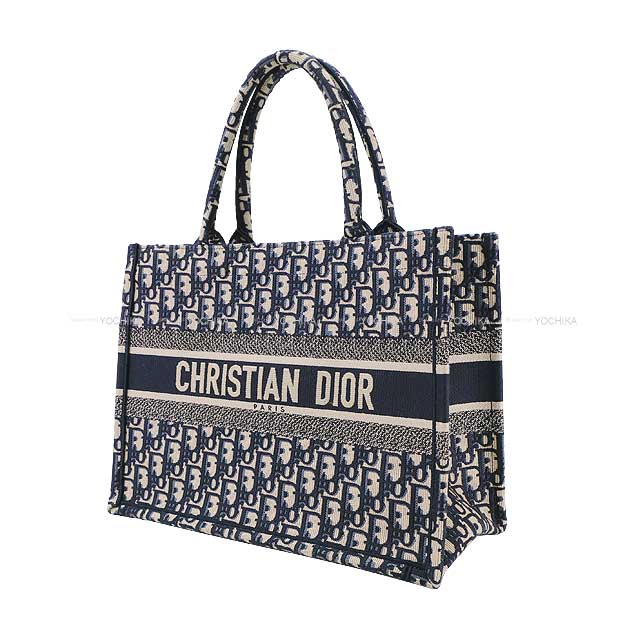 [Pre-loved] Christian Dior tote bag Book tote Medium Navy Dior Oblique Embroidery M1296ZRIW_M828[LIKE NEW][Authentic]