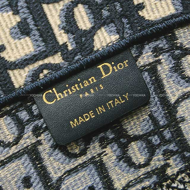 [Pre-loved] Christian Dior tote bag Book tote Medium Navy Dior Oblique Embroidery M1296ZRIW_M828[LIKE NEW][Authentic]