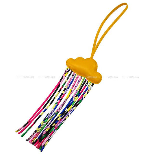 HERMES bag charm Petit H Cloud Nuage Fringe Jaune d'Or Agneau Milo/Silk[BRAND NEW][Authentic]