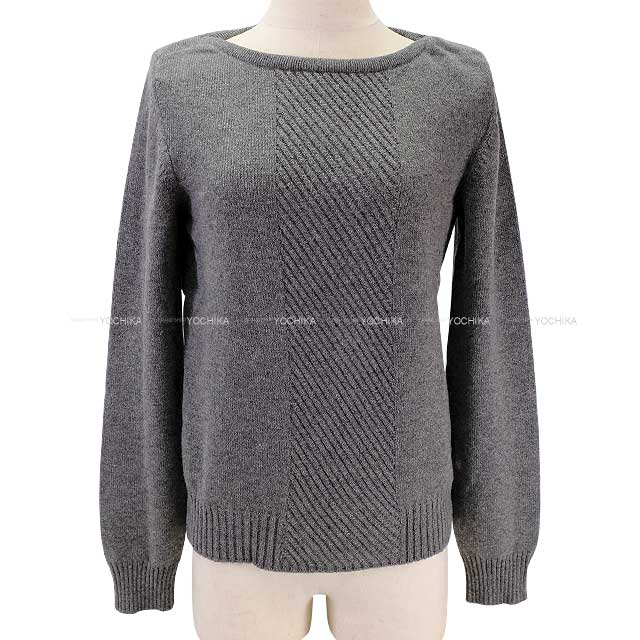 HERMES setup Ladies set up knit with charm Grey Cashmere100% Silver HW[EXCELLENT][Authentic]