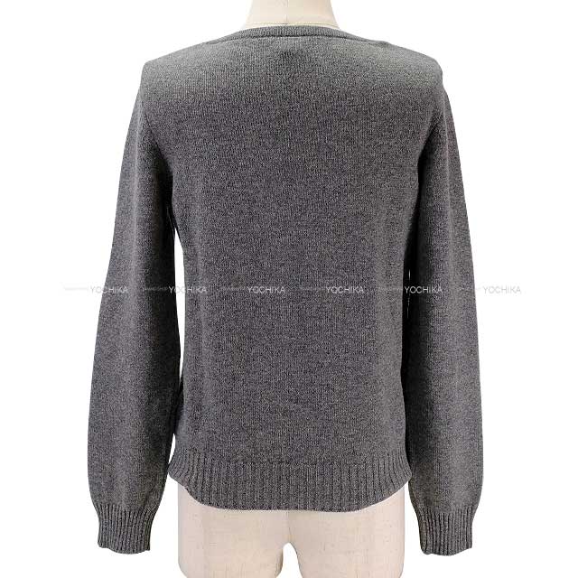 HERMES setup Ladies set up knit with charm Grey Cashmere100% Silver HW[EXCELLENT][Authentic]