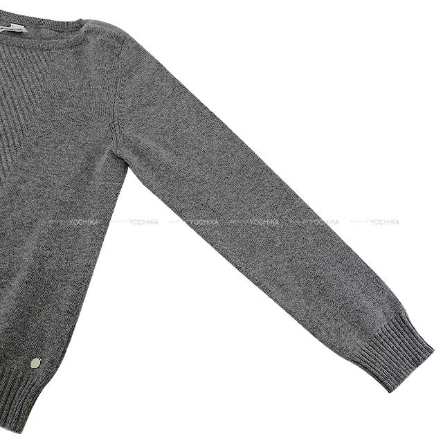 HERMES setup Ladies set up knit with charm Grey Cashmere100% Silver HW[EXCELLENT][Authentic]