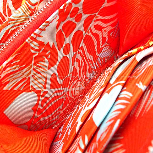 HERMES Bi-fold wallet Azap Silk'in Compact Wild New White/Capucine/Bleu Zephyr Veau Tadelakt/Volynka Russia Leather/Silk Silver HW Stamp B[BRAND NEW][Authentic]