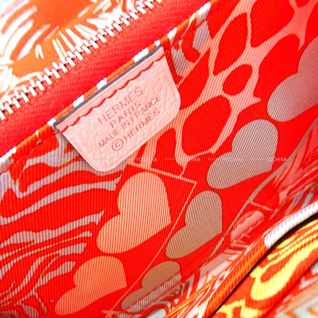 HERMES Bi-fold wallet Azap Silk'in Compact Wild New White/Capucine/Bleu Zephyr Veau Tadelakt/Volynka Russia Leather/Silk Silver HW Stamp B[BRAND NEW][Authentic]