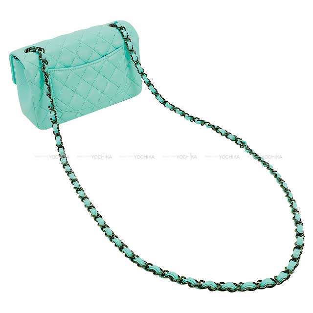 CHANEL Shoulder bag Mini Matelasse 20 Chain COCO Mark Turquoise Lambskin Black HW A69900[BRAND NEW][Authentic]