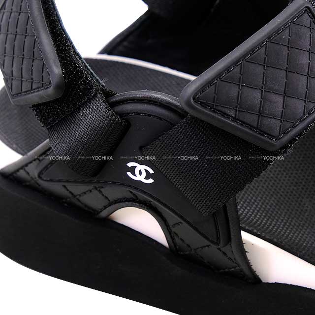 2023 AW CHANEL sandals Sports COCO Mark #36 Noir (Black)/Blanc (White) Calfskin/Lambskin/Fabric #36 G45083[EXCELLENT][Authentic]