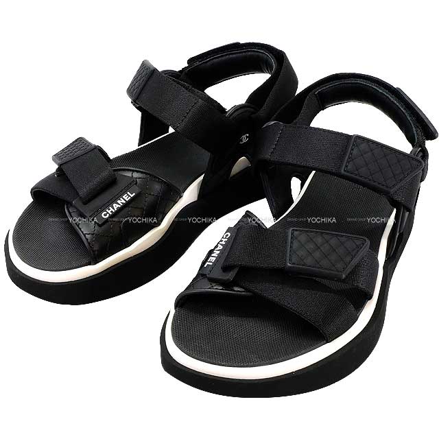 2023 AW CHANEL sandals Sports COCO Mark #36 Noir (Black)/Blanc (White) Calfskin/Lambskin/Fabric #36 G45083[EXCELLENT][Authentic]