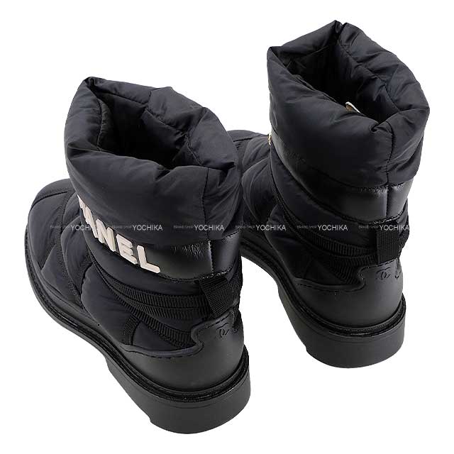 CHANEL boots Shearling Nylon COCO Mark Boa Snow #37 Noir (Black) Nylon/Boa #37 G35342[EXCELLENT][Authentic]