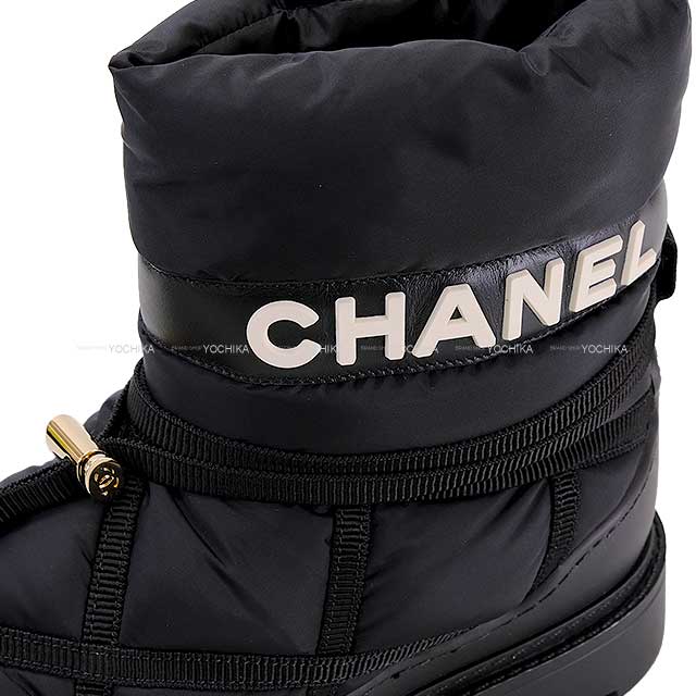 CHANEL boots Shearling Nylon COCO Mark Boa Snow #37 Noir (Black) Nylon/Boa #37 G35342[EXCELLENT][Authentic]