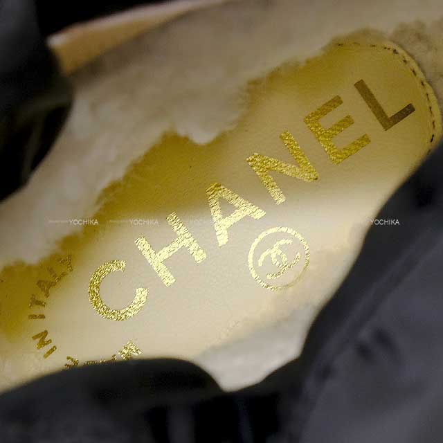 CHANEL boots Shearling Nylon COCO Mark Boa Snow #37 Noir (Black) Nylon/Boa #37 G35342[EXCELLENT][Authentic]