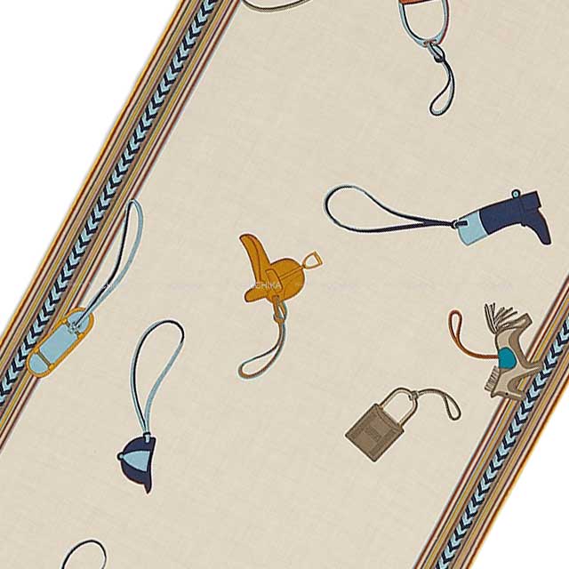 2023 SS HERMES scarf Et Gris Gris rectangle Escharpe Gris/Natural/Ciel/Jaune Cashmere/Silk[EXCELLENT][Authentic]