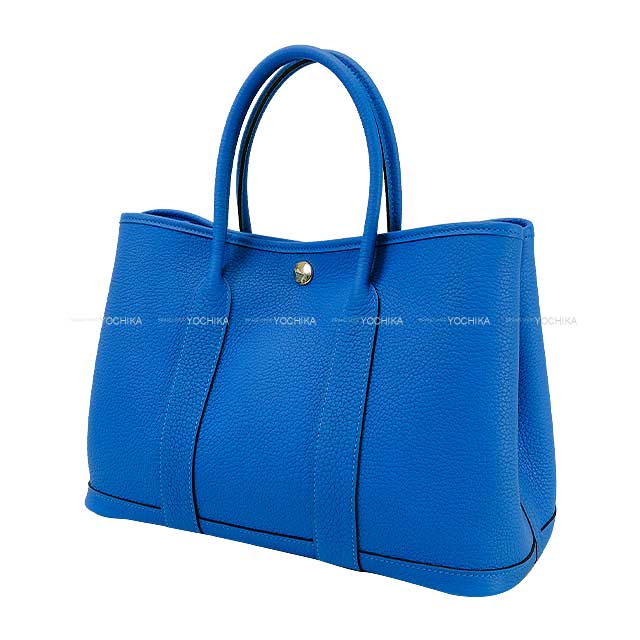 HERMES tote bag Garden Party 30 TPM All Leather Bleu Hydra Veau Negonda Silver HW Stamp W[BRAND NEW][Authentic]