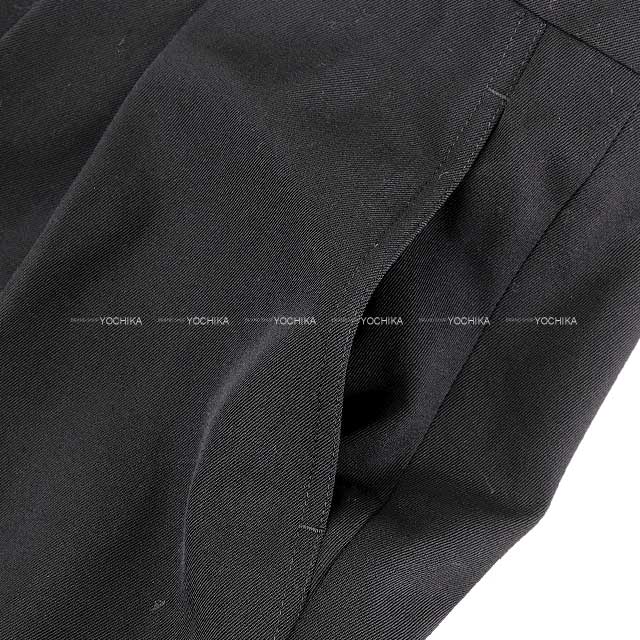 2018SS HERMES Pants Ladies Pleats Pants Asia Fit Noir (Black) wool kavan 40[EXCELLENT][Authentic]