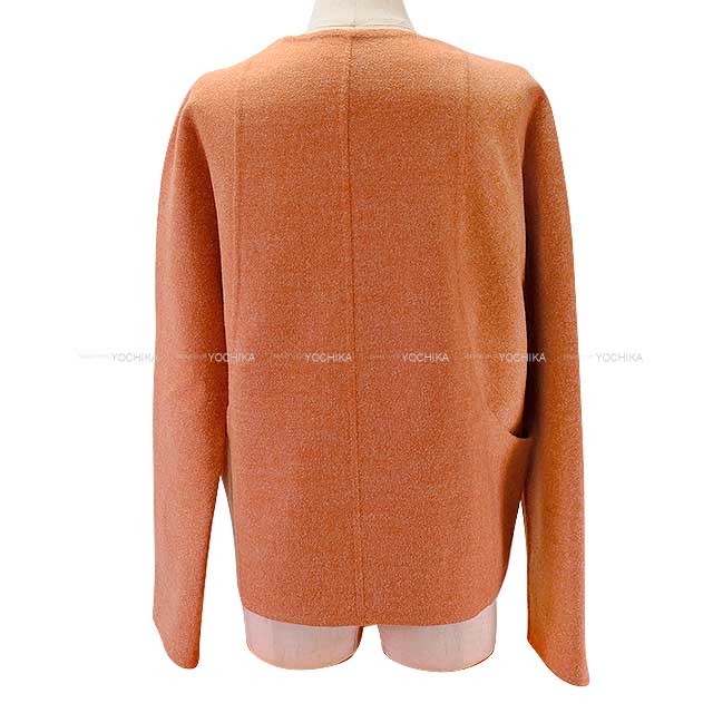 2019SS HERMES Plainly colored jacket Ladies short Jacket coat Double face Sellier Button orange brulee Cashmere/polyamide 38[EXCELLENT][Authentic]