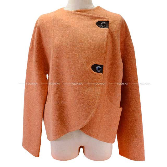 2019SS HERMES Plainly colored jacket Ladies short Jacket coat Double face Sellier Button orange brulee Cashmere/polyamide 38[EXCELLENT][Authentic]