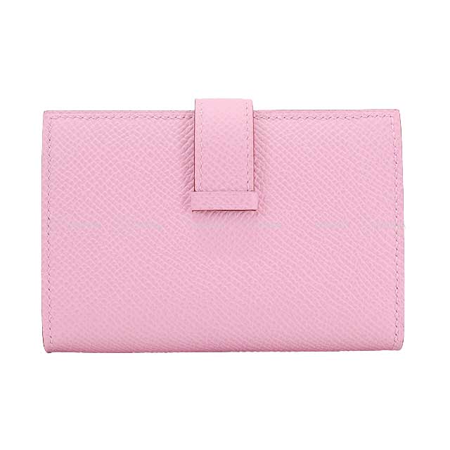 HERMES Bi-fold wallet Bearn Mini Card holder With Coin purse Mauve sylvestre Veau Epsom Silver HW Stamp B[BRAND NEW][Authentic]