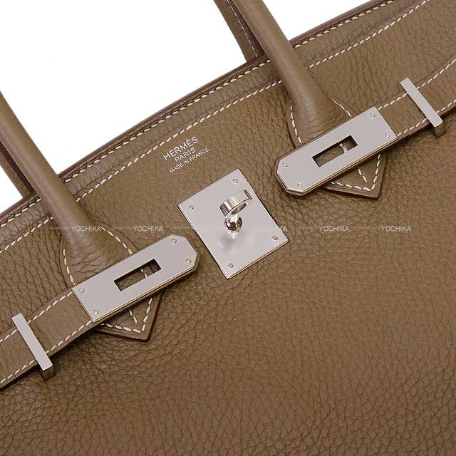 [Pre-loved] HERMES Handbag Birkin30 Etoupe Taurillon Clemence Silver HW Stamp U[USED SA][Authentic]