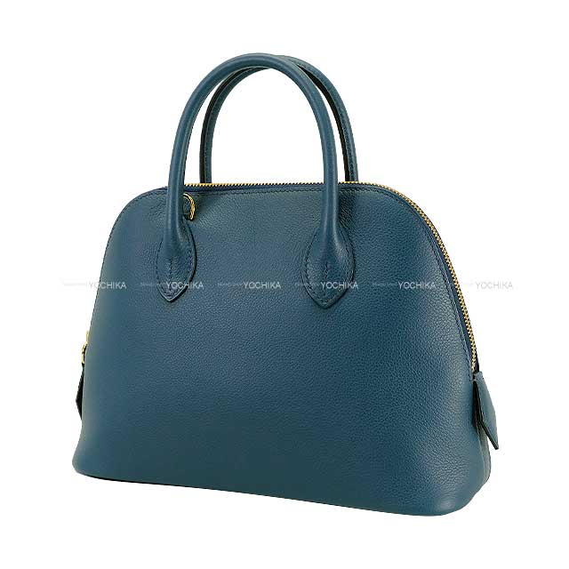 HERMES Shoulder bag Bolide1923 25 Verso Bleu de Prusse/Vert Fizz Evercolor/Veau Swift Gold HW Stamp W[ALMOST NEW][Authentic]