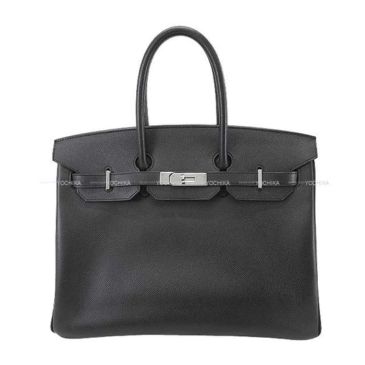 [Pre-loved] HERMES Handbag Birkin35 Noir (Black) Veau Epsom Silver HW Stamp □P[USED A][Authentic]