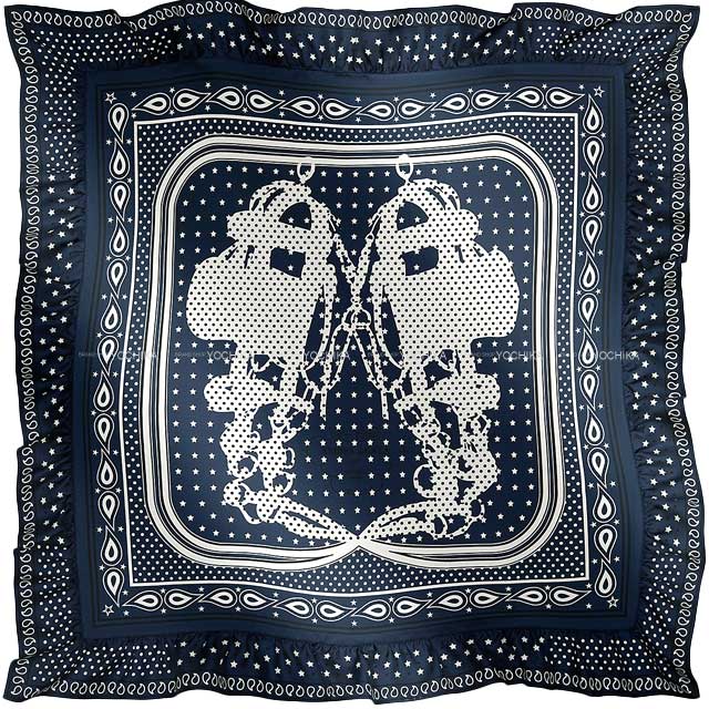 HERMES scarf Carre 70 Frilled Brides de Gala Bandana Dot marine foncé/Noir (Black)/Blanc (White) Silk100%[BRAND NEW][Authentic]