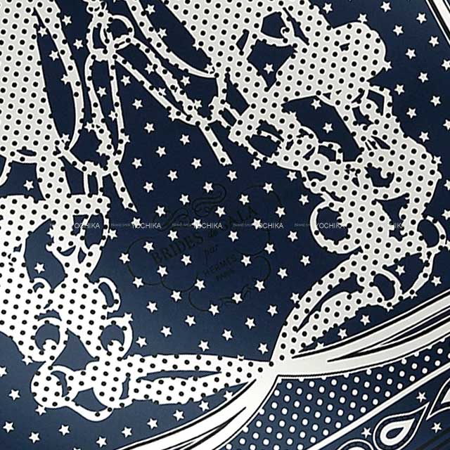 HERMES scarf Carre 70 Frilled Brides de Gala Bandana Dot marine foncé/Noir (Black)/Blanc (White) Silk100%[BRAND NEW][Authentic]