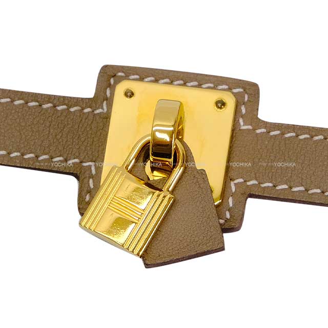 [Pre-loved] HERMES bracelet O'Kelly Double Tour #T2 Etoupe Evercalf Motif part 1" Gold HW Stamp Y[LIKE NEW][Authentic]