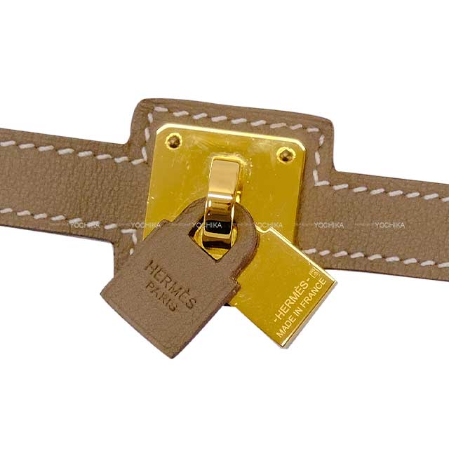 [Pre-loved] HERMES bracelet O'Kelly Double Tour #T2 Etoupe Evercalf Motif part 1" Gold HW Stamp Y[LIKE NEW][Authentic]