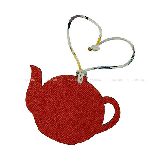 HERMES bag charm Petit H Teapot  Rouge Casaque/Soleil Veau Epsom/Veau Togo[EXCELLENT][Authentic]