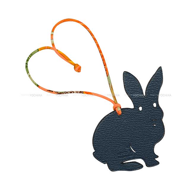 HERMES bag charm Petit H Usagi Rabbit  Magnolia/Bleu Orage Veau Togo/Chevre Myzore[BRAND NEW][Authentic]