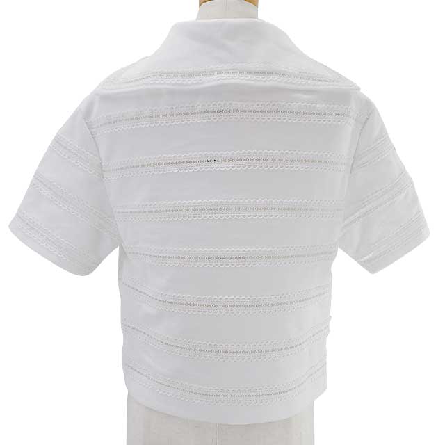 2024SS NEW CHANEL Short sleeve t shirt Ladies Tops Coco mark Lace Sailor collar Short sleeves Blanc (White) Cotton jersey P76203[BRAND NEW][Authentic]