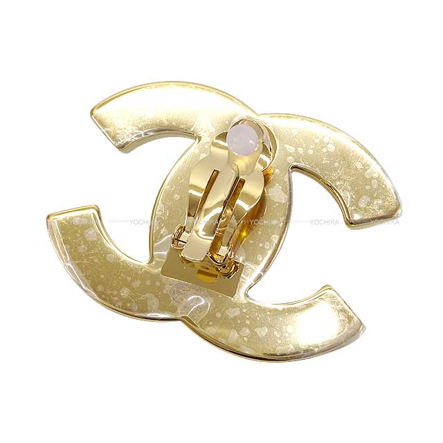 CHANEL earrings Simple color Coco mark Gold/Blanc (White) Metal/Resin Gold HW ABD693[EXCELLENT][Authentic]