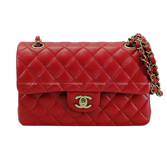 CHANEL Shoulder bag Matelasse 23 W Flap COCO Chain Red Lambskin Champagne Gold HW A01113[ALMOST NEW][Authentic]