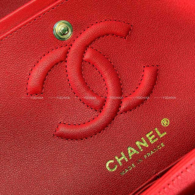 CHANEL Shoulder bag Matelasse 23 W Flap COCO Chain Red Lambskin Champagne Gold HW A01113[ALMOST NEW][Authentic]