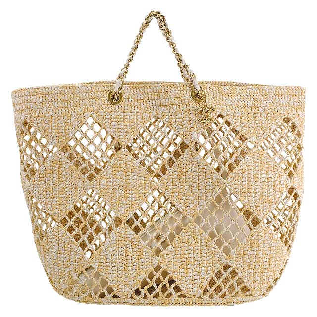 2024-2025SS NEW CHANEL Matelasse Coco beach 2way large shopping chain With poach Beige Raffia effect/Weaving Gold HW AS4576[BRAND NEW][Authentic]