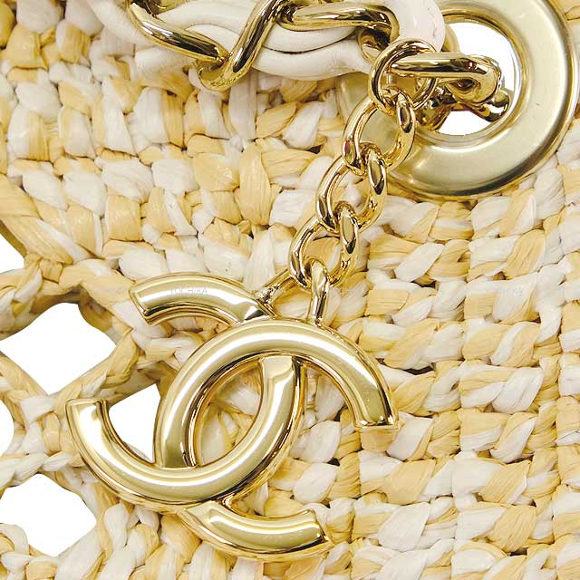 2024-2025SS NEW CHANEL Matelasse Coco beach 2way large shopping chain With poach Beige Raffia effect/Weaving Gold HW AS4576[BRAND NEW][Authentic]