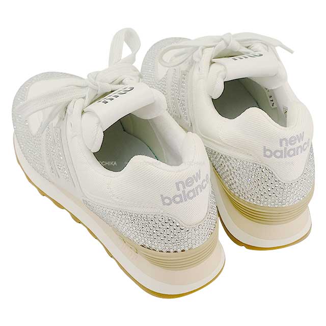 2024 New MIUMIU sneakers New Balance 574 Ladies Rhinestone #37.5 Blanc (White) Suede/Crystal 37.5 5E044E_3LN8_F0009_F_015[BRAND NEW][Authentic]