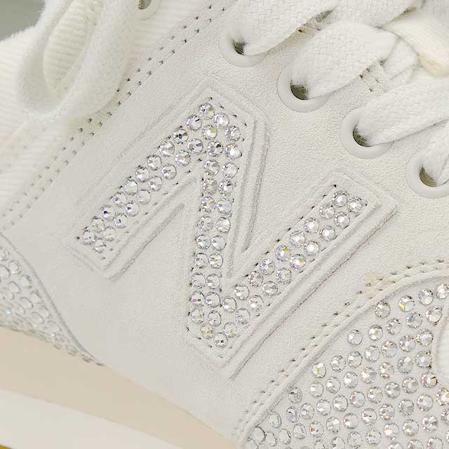 2024 New MIUMIU sneakers New Balance 574 Ladies Rhinestone #37.5 Blanc (White) Suede/Crystal 37.5 5E044E_3LN8_F0009_F_015[BRAND NEW][Authentic]