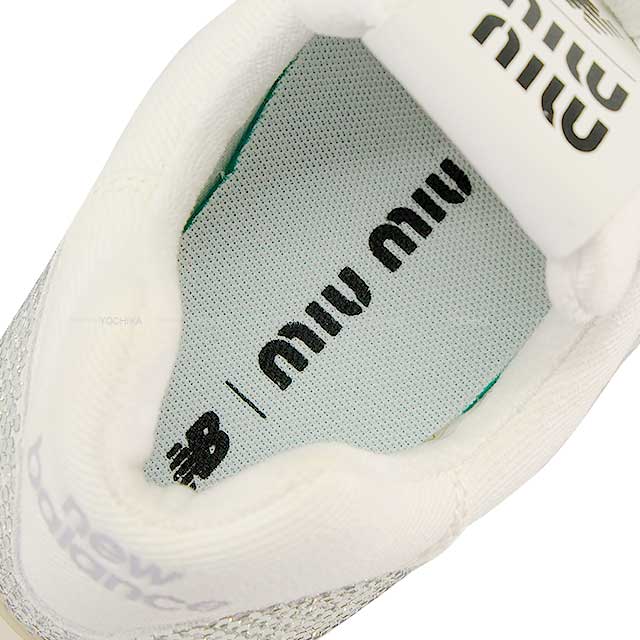 2024 New MIUMIU sneakers New Balance 574 Ladies Rhinestone #37.5 Blanc (White) Suede/Crystal 37.5 5E044E_3LN8_F0009_F_015[BRAND NEW][Authentic]