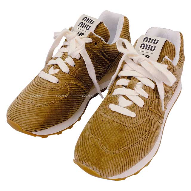 Miu Miu sneakers New Balance 574 Ladies Stripe #37.5 Brown Velvet 37.5 5E062E_W57_F0401_F_015[BRAND NEW][Authentic]