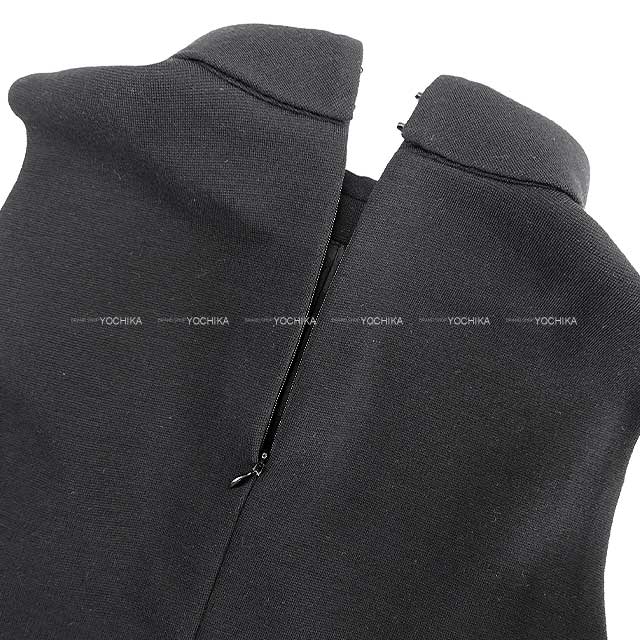 CELINE Overturned Collar Sleeveless Noir (Black) Wool Jersey S 2X37O759Y.38NO[BRAND NEW][Authentic]