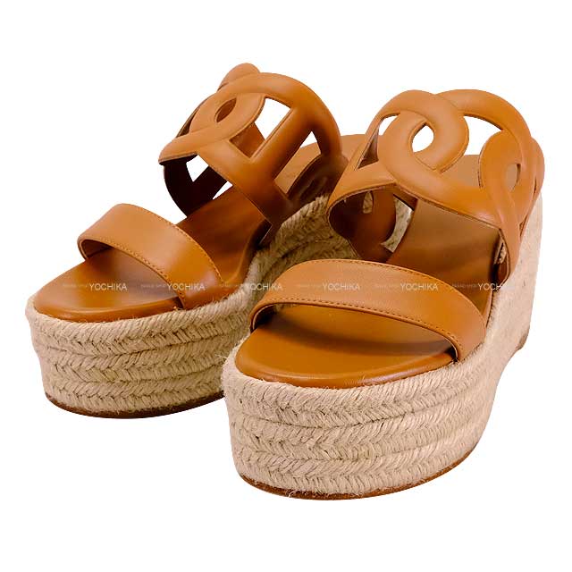 HERMES sandals Ladies Espadrilles ITHEA 30 Chaine D'ancre  Naturel Nappa leather 37[BRAND NEW][Authentic]