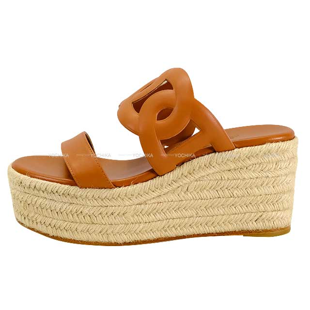 HERMES sandals Ladies Espadrilles ITHEA 30 Chaine D'ancre  Naturel Nappa leather 37[BRAND NEW][Authentic]