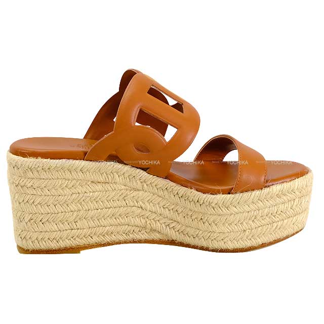 HERMES sandals Ladies Espadrilles ITHEA 30 Chaine D'ancre  Naturel Nappa leather 37[BRAND NEW][Authentic]